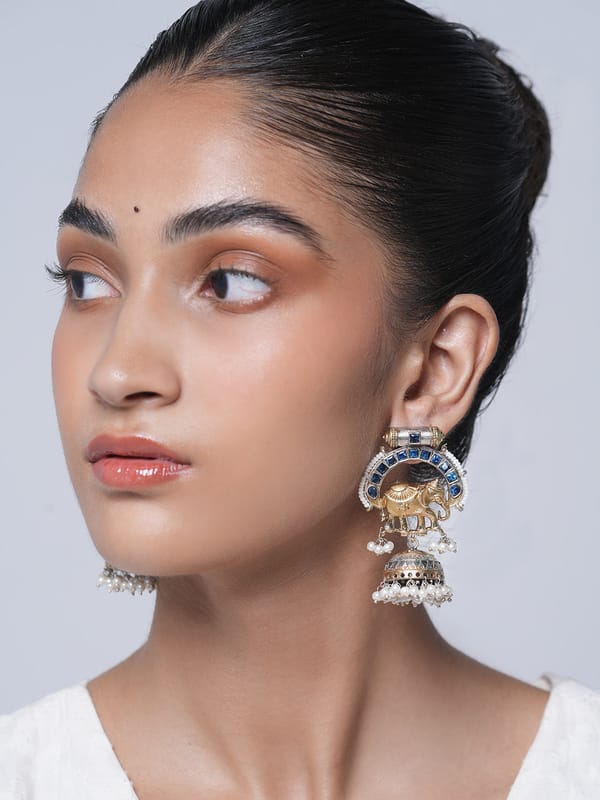 Blue Elephant Design Fusion Earrings — Cao Jewellery