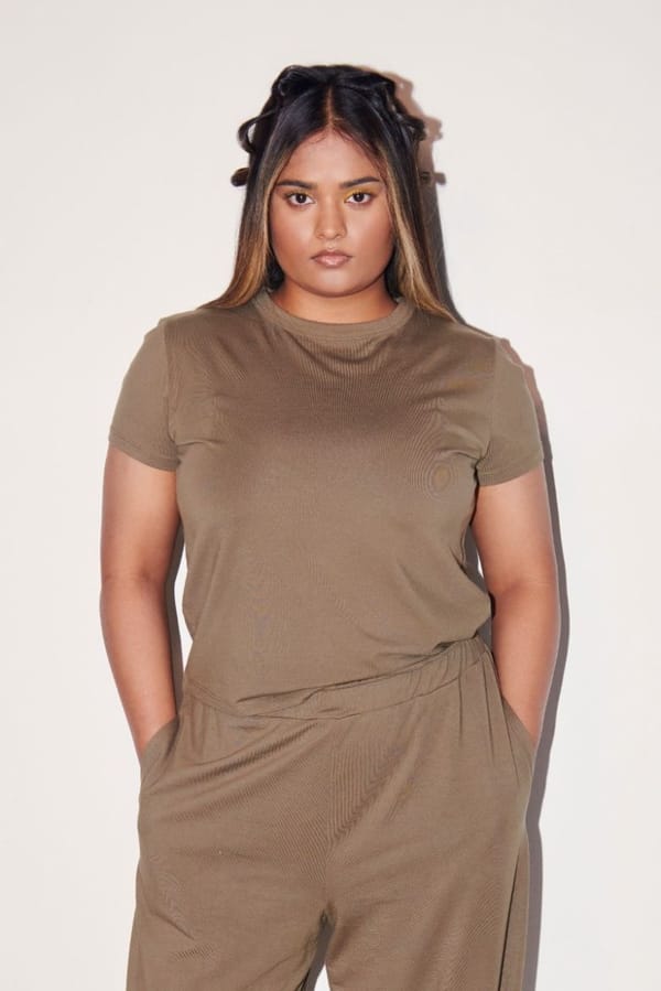 Olive Supima Cotton Blend Crew Neck T-Shirt — Necesera