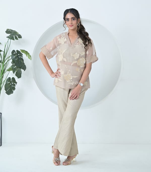 Pearl Petal With Jaali Border Top Coord Set — RUCHIKA MALLIKA LABEL