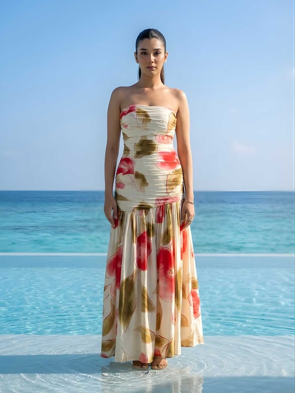 Rose Printed Maxi Dress — POPPI
