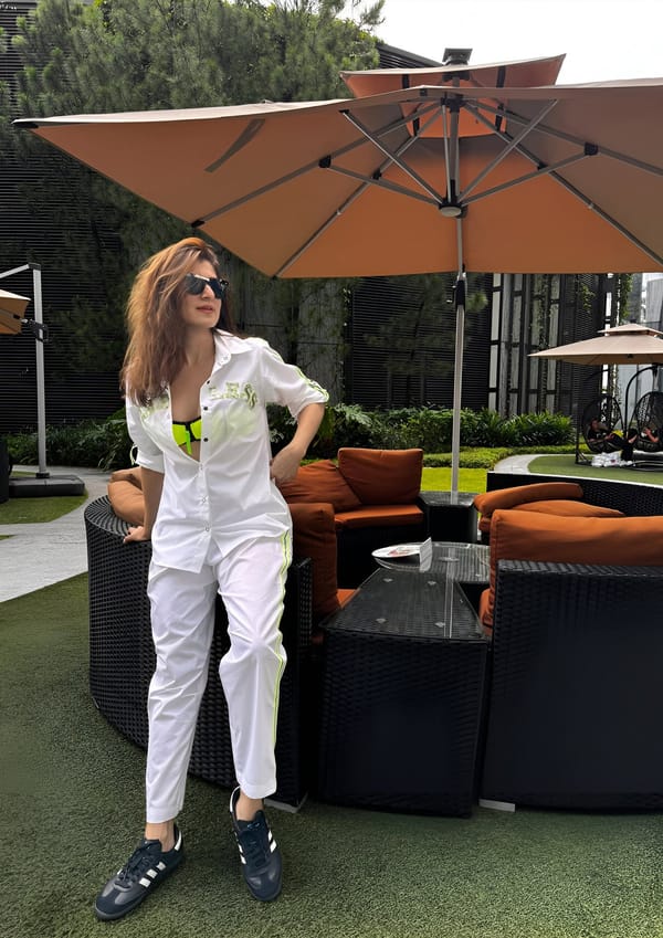 White Shirt with Embroidery and Pants with Tape — Richa Goenka