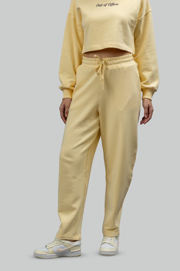 Butter Yellow Cotton Terry Barrel Trackpants — Necesera