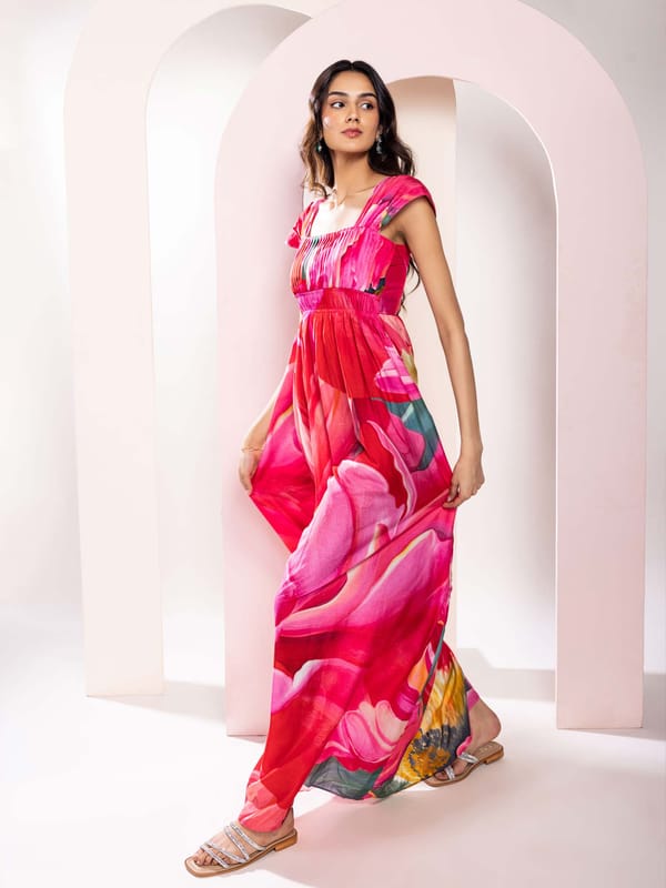 Caspia Printed Wrap Dress — POPPI