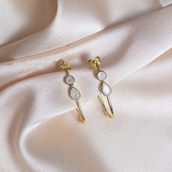 Celestial Hook Earrings | Moonstone — Aura Fine Jewellery
