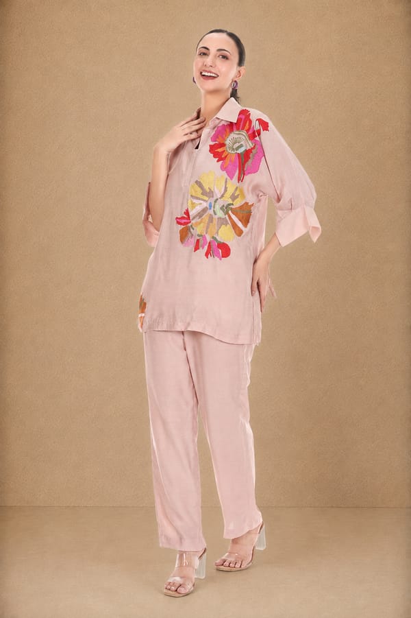 Ruhani Co-ord Set Powder Pink — Rivoshia