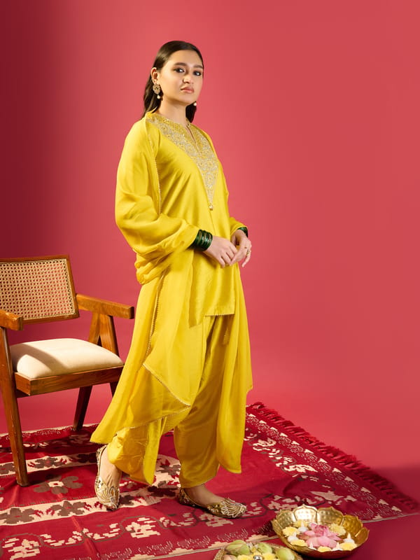 Mustard Dhoti & Kurta Set — KOMAL SHAH
