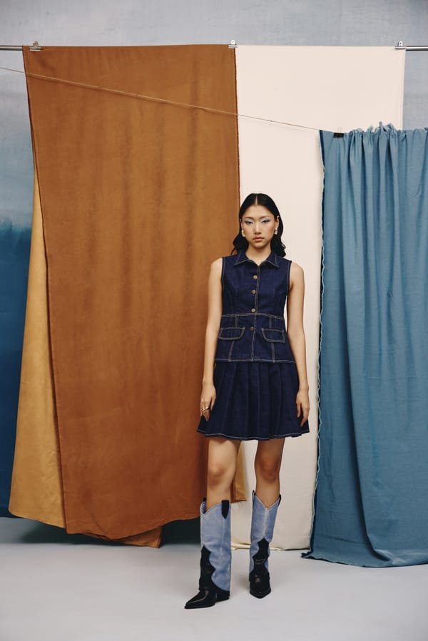 Deep Indigo Tailored Sleeveless Denim Top — quietBOLD