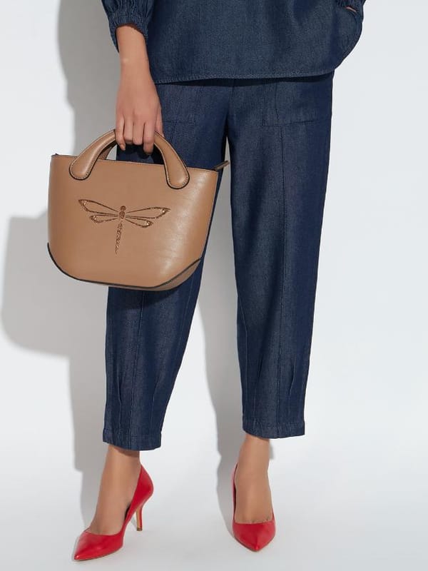 Dark Blue Denim High-Rise Tapered Trousers — Eko Clothing