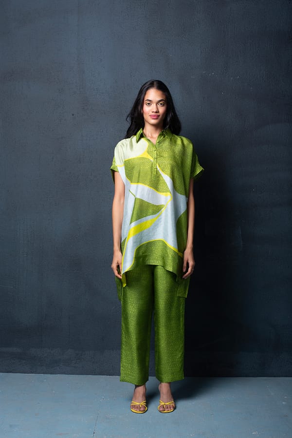Cyber Yellow Dupion Silk Co-ord Set — CLOS