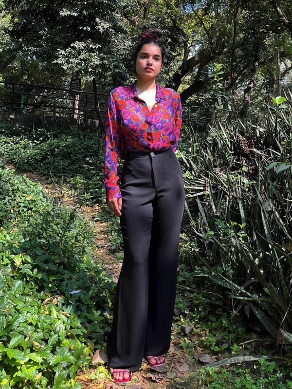 Oriental Poppy Cupro Georgette Sheer Shirt — IZSI