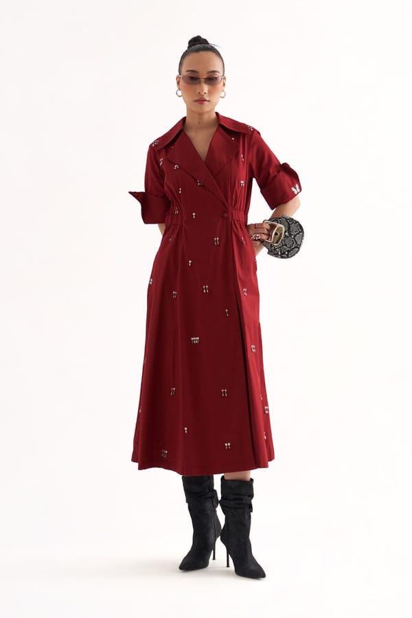 Plum Star-Embellished Wrap Midi Dress — Our Love