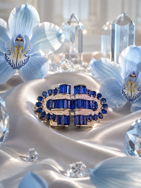 Sapphire Royale Statement Brooch cum Collar Pin — SilvPop Jewels