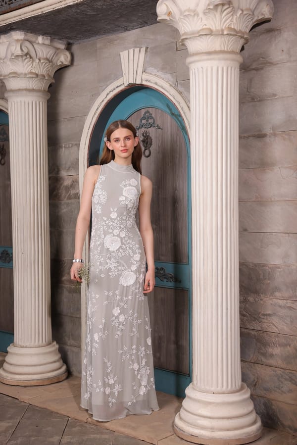 Grey Floral Hand-Embroidered Gown — EDITION II