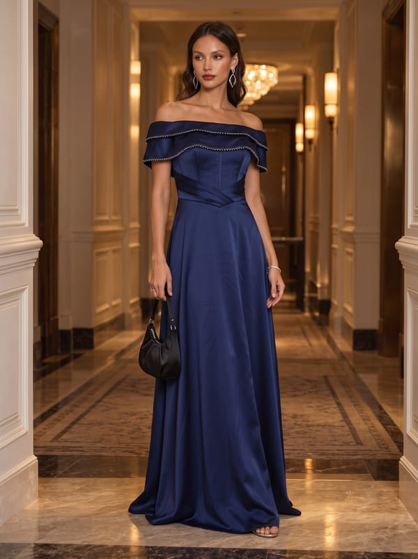 Off-Shoulder Layered Gown — Sibel Aydin
