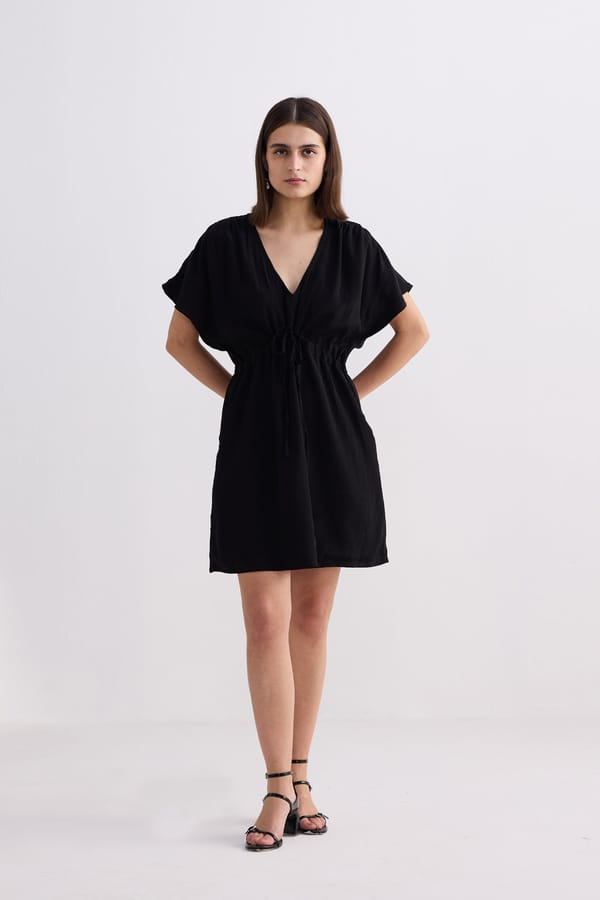 Oversized Gathered Short Dress — REISTOR