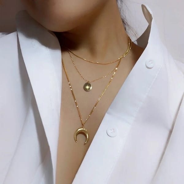 Sleek Layered Necklace, Serena — Inaya Accessories