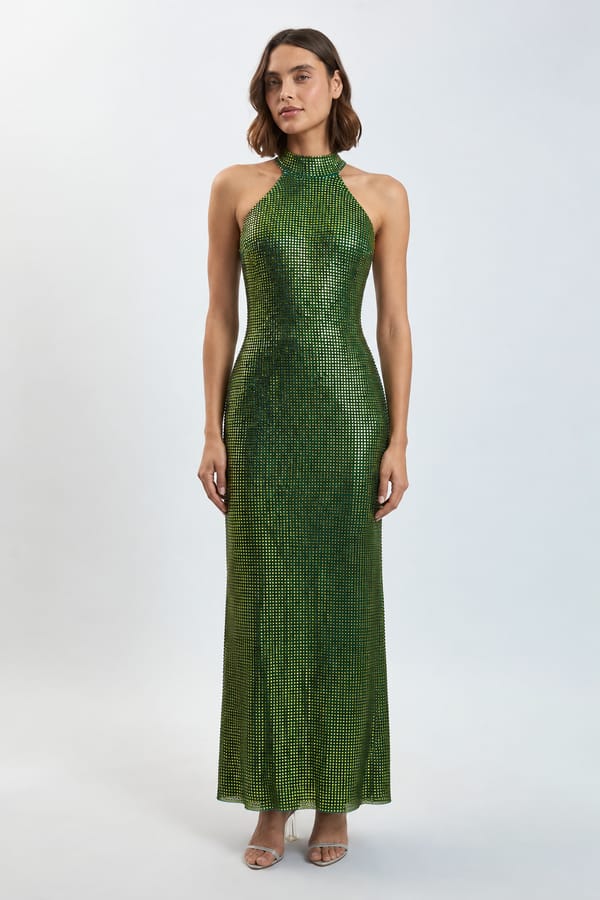 Premium Crystal Embellished Halter Neck Maxi Dress — KAREN MILLEN