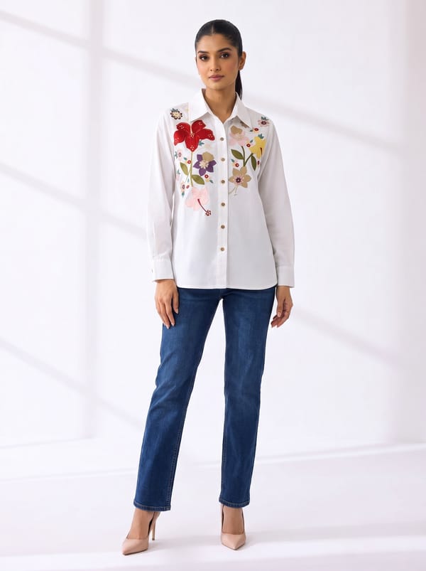 Botanical Small Flower Shirt Full Poplin — RUCHIKA MALLIKA LABEL