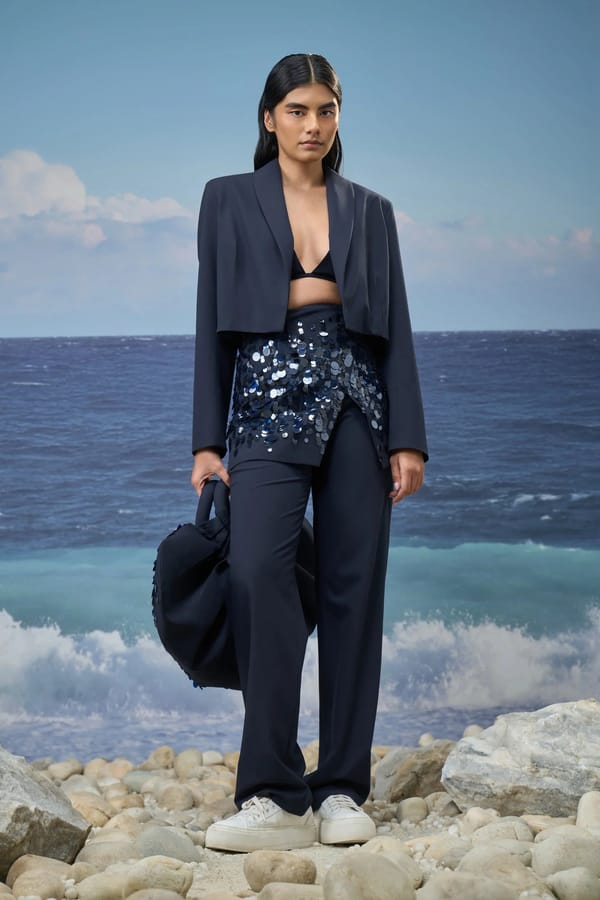 Navy Premium Poly Viscose Slim-Fit Skirt — Genes Lecoanet Hemant