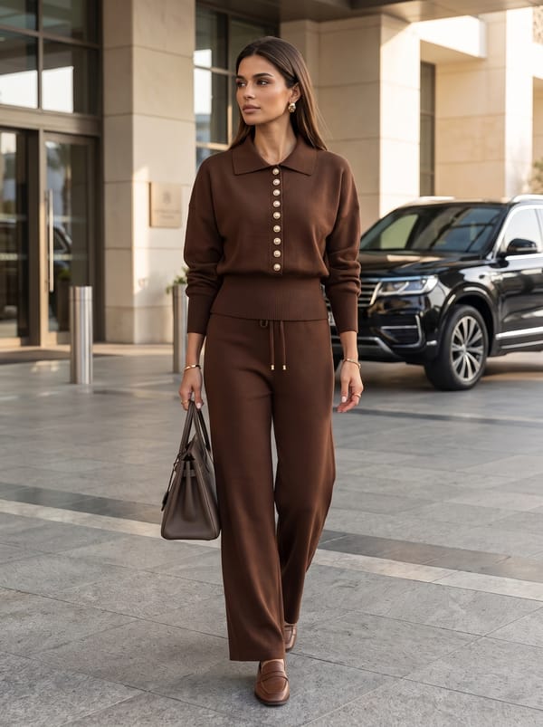 Button-Front Knit Co-Ord Set — Frejya