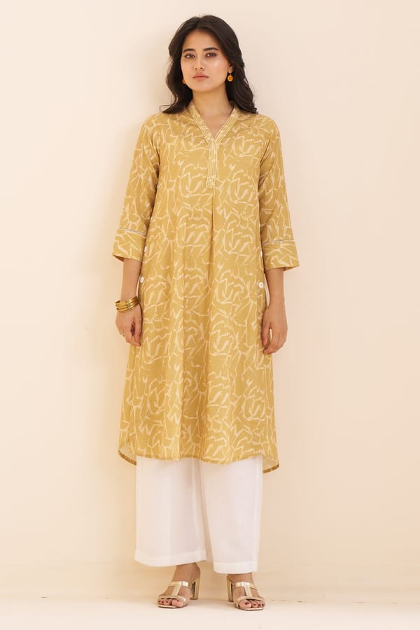 Graceful Mustard Linen Blend Kurta with Modern — Truly SMA