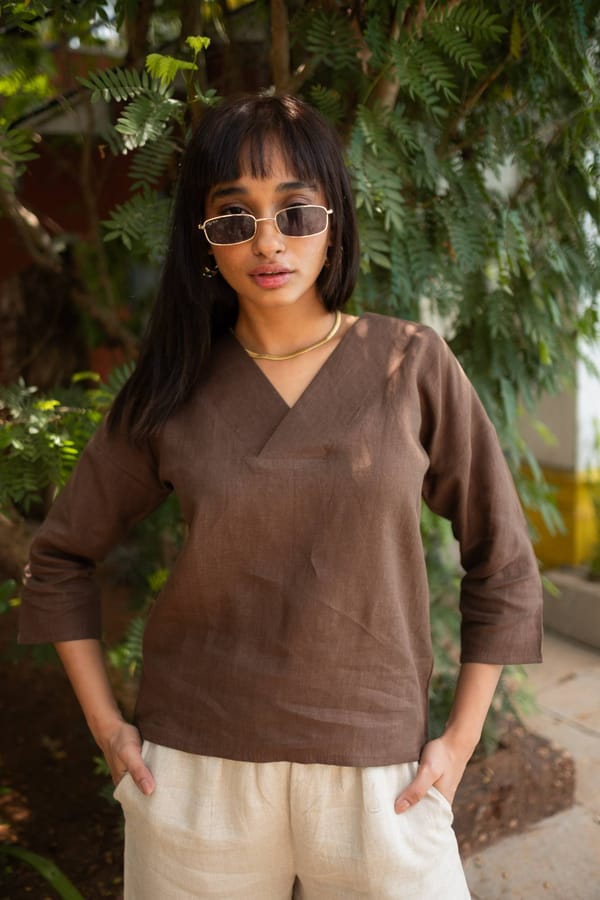 Linen V Neck Top — Creatures of Habit