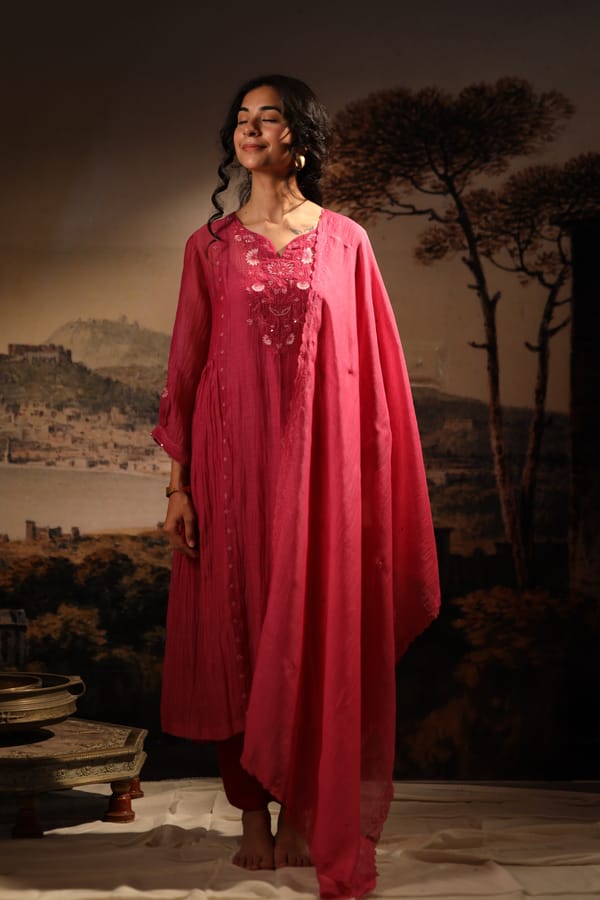 Hot Pink Tonal Dupatta — Tatwa Designs