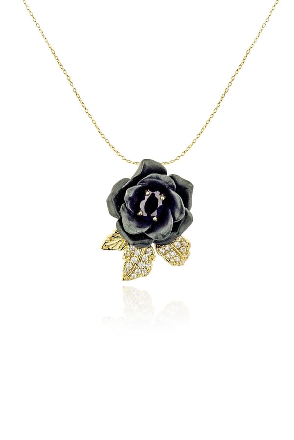 Black Verdant Rose Vine Pendant With Chain — Miss Jo