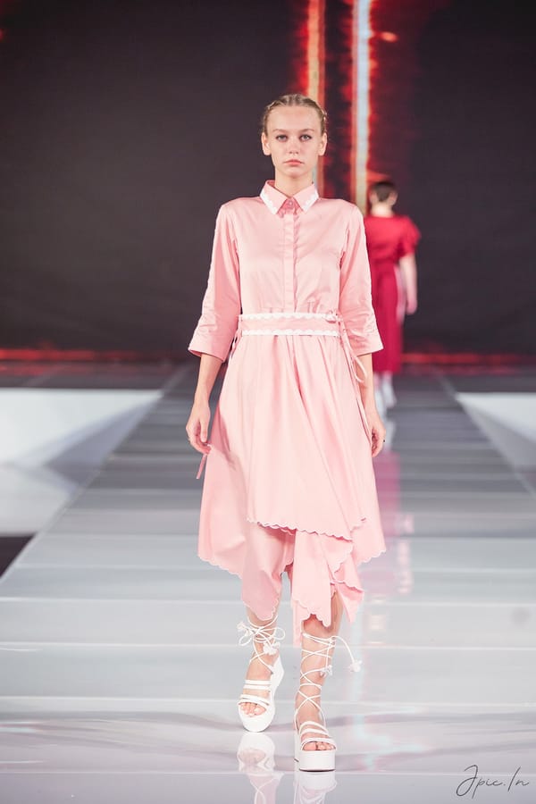 Rose Pink Asymmetric Midi Shirt Dress with Belt — Escape By Aishwarya