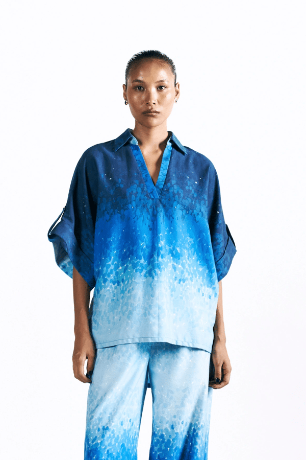 Mosaic Cobalt Kimono Shirt — Pocketful Of Cherrie