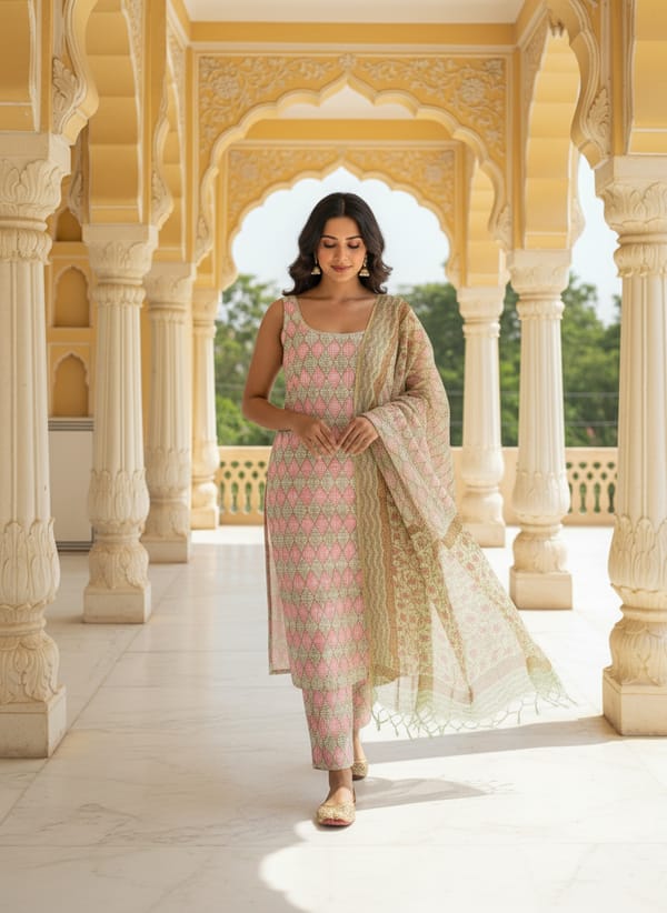 Sunheri Straight Kurta Pant Set — SAJKE