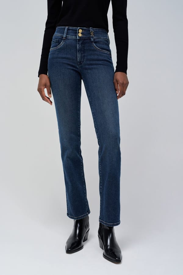 Medium Wash High-Rise Straight-Leg Jeans — SALSA JEANS