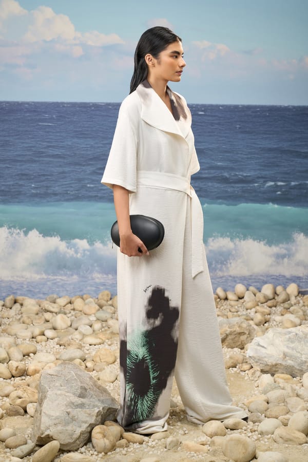 White/Black Abstract Print Relaxed Wide-Leg Jumpsuit — Genes Lecoanet Hemant