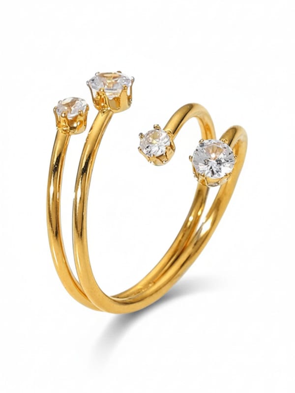 Gold Zircon Open Size Ring — Cao Jewellery