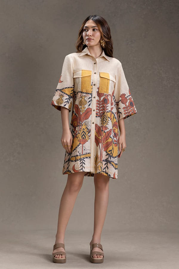 Naomi Printed Boxy Shirt Dress — SOUP by Sougat Paul