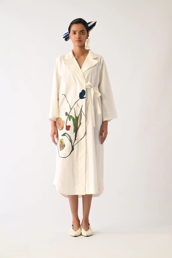 Botanica Ivory Wrap Applique Dress — Ofrida