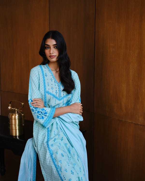 Whisper Blue Cotton Embroidered Suit Set — Truly SMA