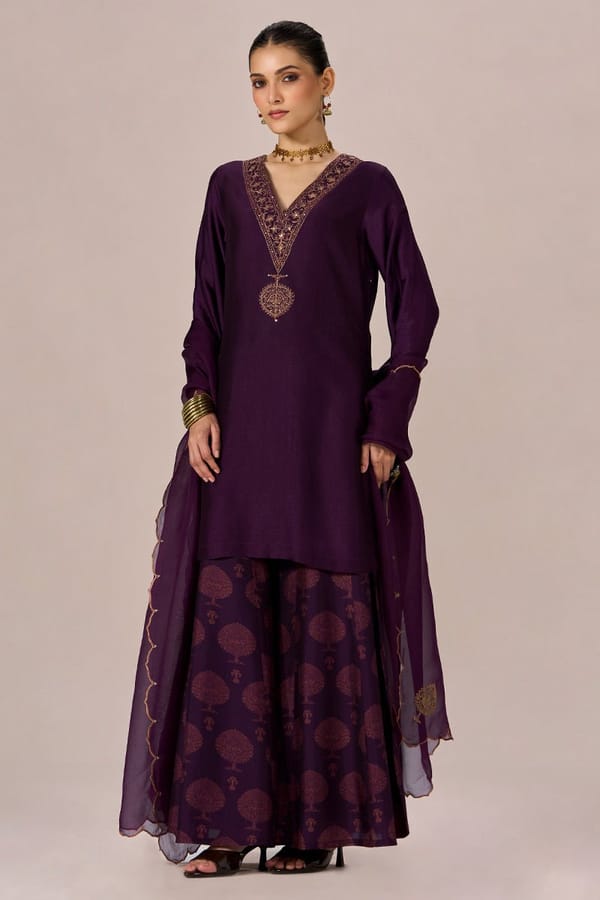 Crown Jewel Purple Festive Kurta Set — Ganga Fashions Pvt Ltd
