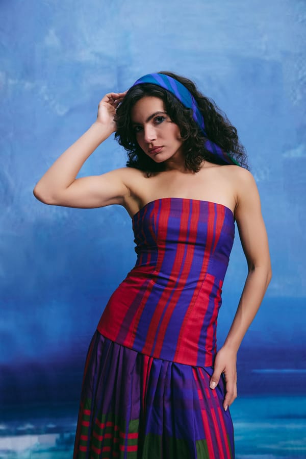 Multicolour Striped Linen Strapless Bodice Top — Zip by Payal Zinal