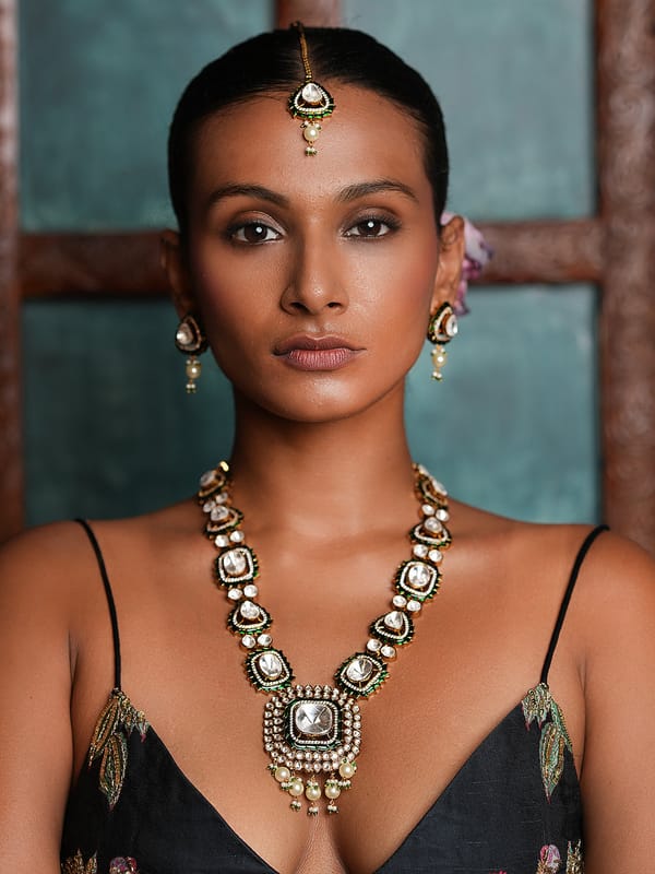 Long Green Polki Necklace — Cao Jewellery