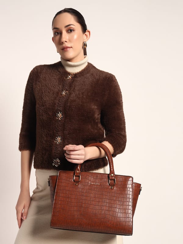 Elora Satchel Sling - Croco Tan — The Gusto