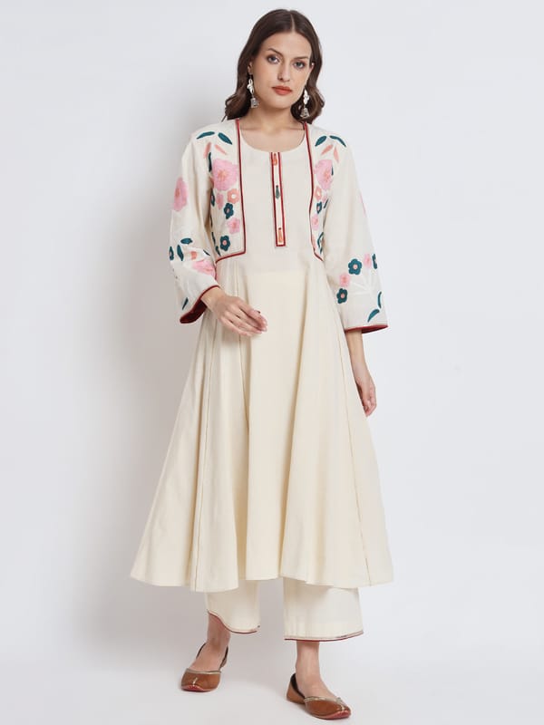 White Organic Cotton Kurta Set — Gotta Kinari
