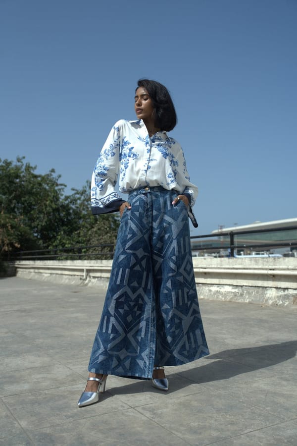 Denim Geometric Silver Jeans — Cloth Haus