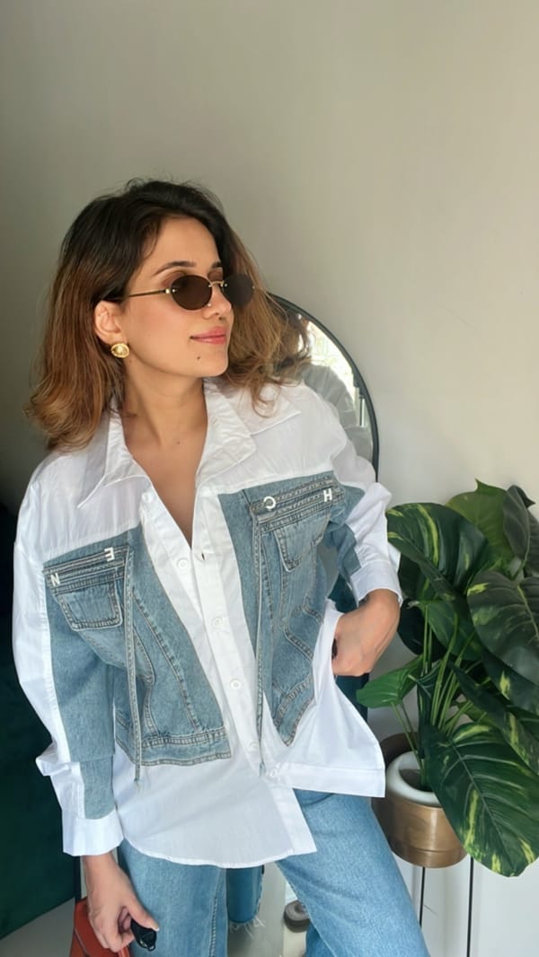 Denim Patch Pocket Poplin Shirt — CLOSET AFFAIR