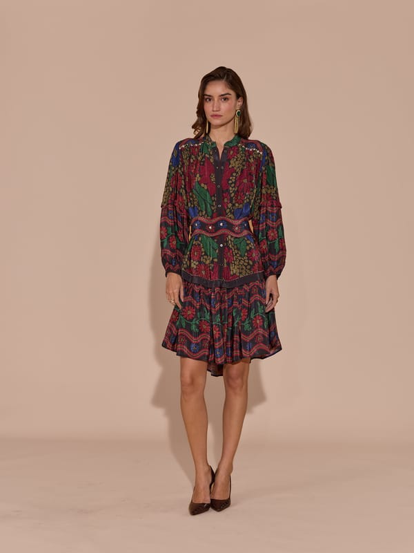 Ayanka Mulberry Printed Dress — Style Island
