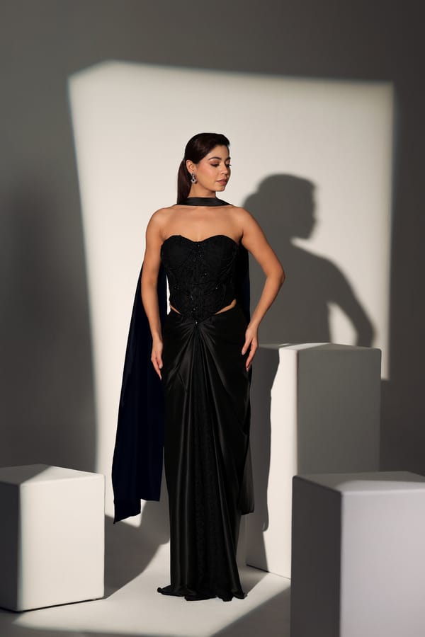 Beatrix Chantelle Corset Drape Skirt Set — LIBAS CAFE