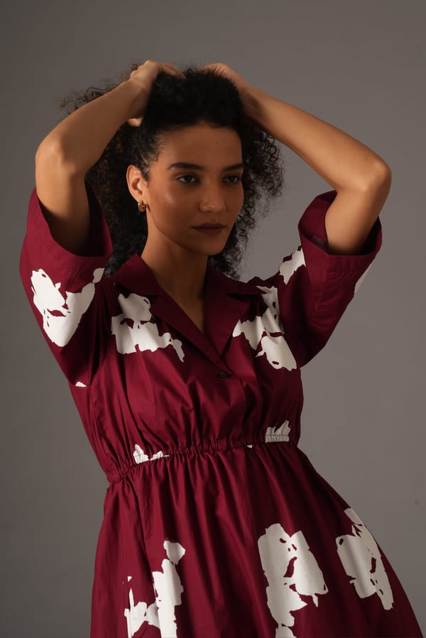 Flower Print Elesciated Dress — Khat