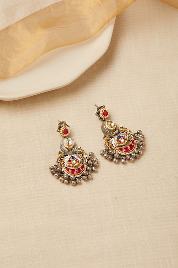 Madhavi Floral Pachi Earrings — Viana Jewels