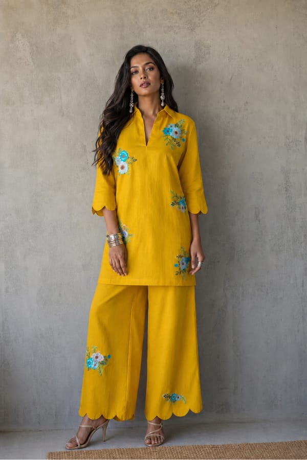 Kesari Neel Kurta Set — LABEL KUHOO