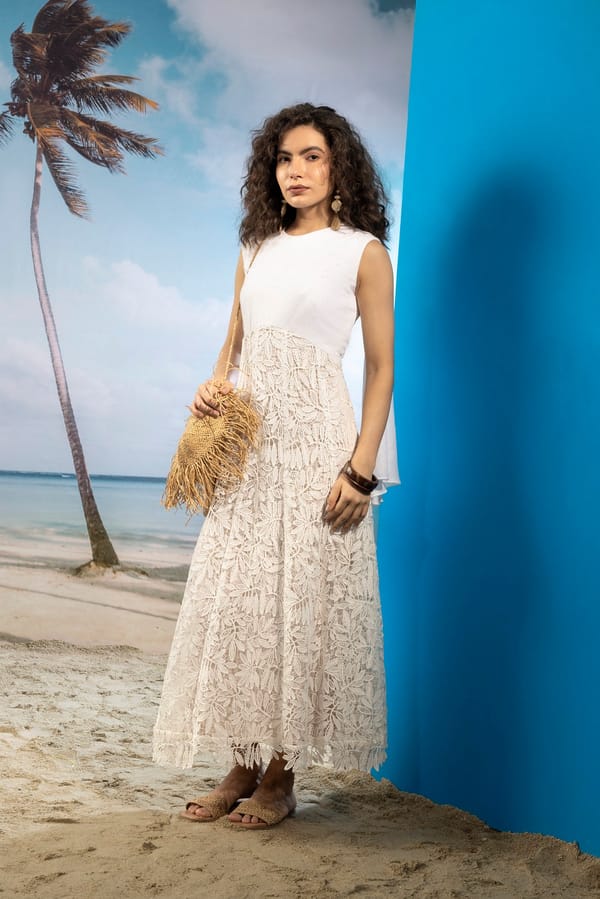 Ivory Lace Maxi Dress — KAYJAY BY KRITIKA JAIN